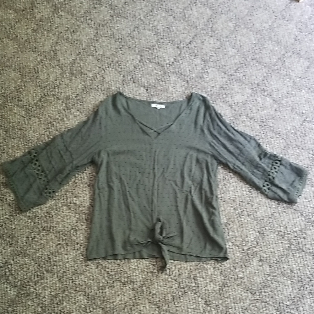 Maurices Green Tie Front Relaxed Blouse